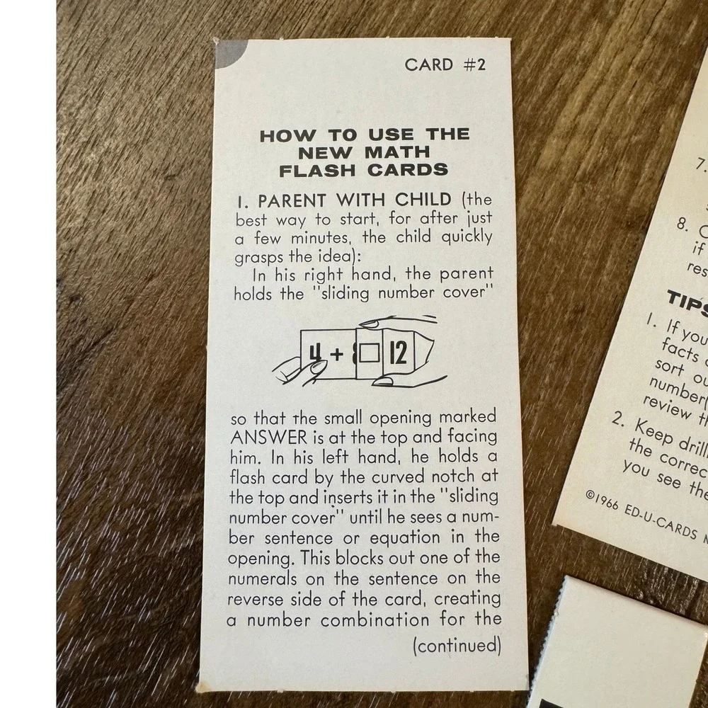 Ed-U-Cards Math Addition Flash Cards Kids Good Vintage 1966 Sliding Number Cover